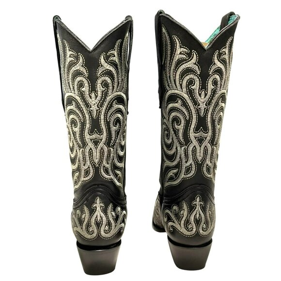 Corral Black Embroidered Leather Pointed Toe Cowboy Boots Western Sz 8 NEW - Picture 4 of 11